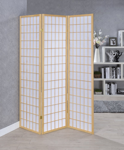 COASTER OFFICE-ACCESSORY 3-PANEL FOLDING SCREEN NATURAL AND WHITE