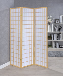 COASTER OFFICE-ACCESSORY 3-PANEL FOLDING SCREEN NATURAL AND WHITE