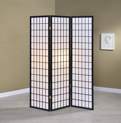 COASTER OFFICE-ACCESSORY 3-PANEL FOLDING SCREEN BLACK AND WHITE