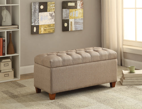COASTER OFFICE-ACCESSORY TUFTED STORAGE BENCH TAUPE