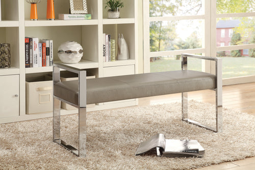 COASTER OFFICE-ACCESSORY UPHOLSTERED BENCH CHAMPAGNE AND CHROME