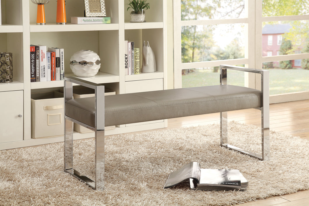 COASTER OFFICE-ACCESSORY UPHOLSTERED BENCH CHAMPAGNE AND CHROME