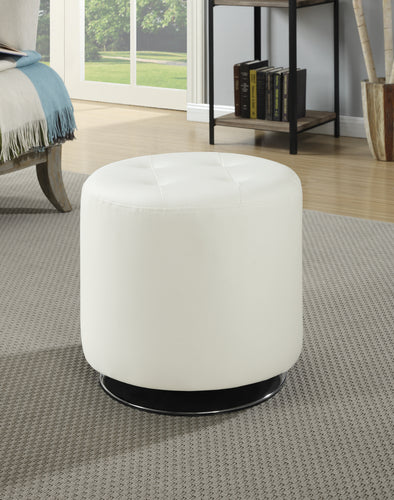 COASTER OFFICE-ACCESSORY ROUND UPHOLSTERED OTTOMAN WHITE