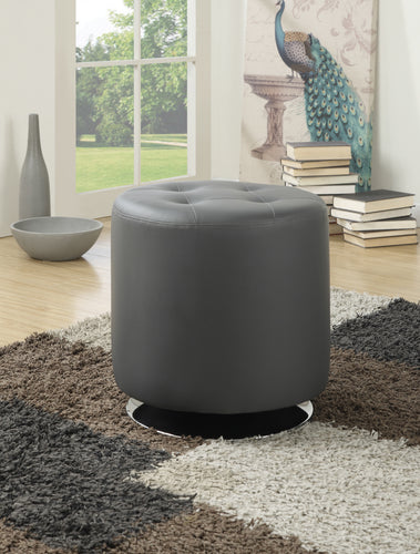 COASTER OFFICE-ACCESSORY ROUND UPHOLSTERED OTTOMAN GREY