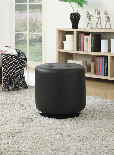 COASTER OFFICE-ACCESSORY ROUND UPHOLSTERED OTTOMAN BLACK