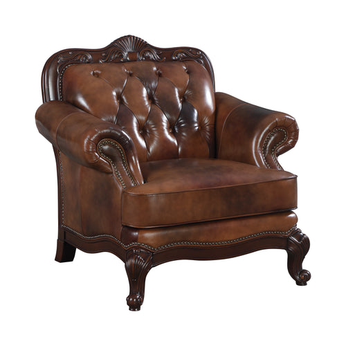 COASTER LIVING-ROOM VICTORIA ROLLED ARM CHAIR TRI-TONE AND WARM BROWN