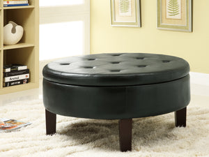 COASTER OFFICE-ACCESSORY ROUND TUFTED UPHOLSTERED STORAGE OTTOMAN DARK BROWN