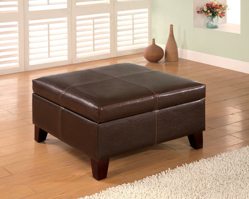 COASTER OFFICE-ACCESSORY SQUARE STORAGE OTTOMAN DARK BROWN