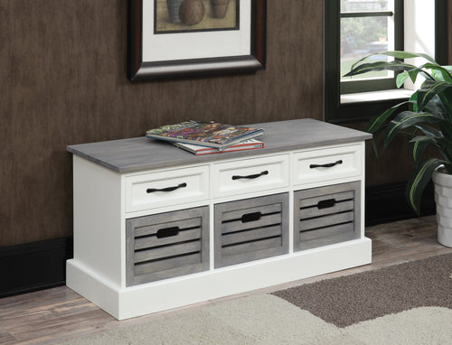 COASTER OFFICE-ACCESSORY 3-DRAWER STORAGE BENCH WHITE AND WEATHERED GREY