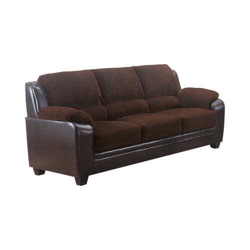 COASTER LIVING-ROOM MONIKA UPHOLSTERED STATIONARY SOFA CHOCOLATE