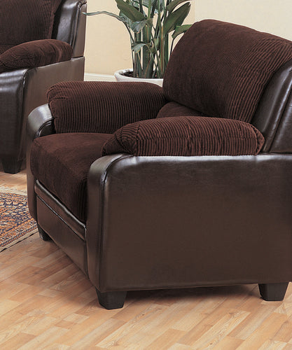COASTER LIVING-ROOM MONIKA UPHOLSTERED STATIONARY CHAIR CHOCOLATE