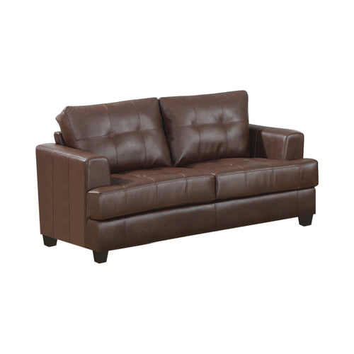 COASTER LIVING-ROOM SAMUEL TUFTED LOVESEAT DARK BROWN