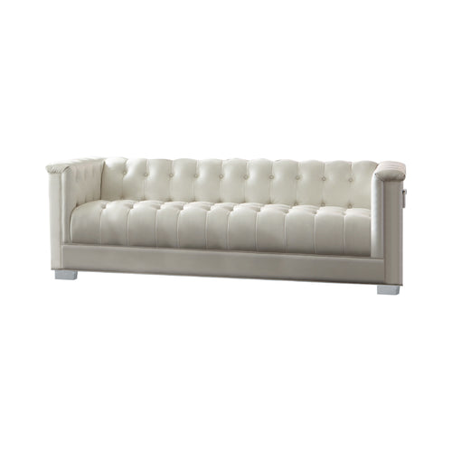 COASTER LIVING-ROOM CHAVIANO TUFTED UPHOLSTERED SOFA PEARL WHITE