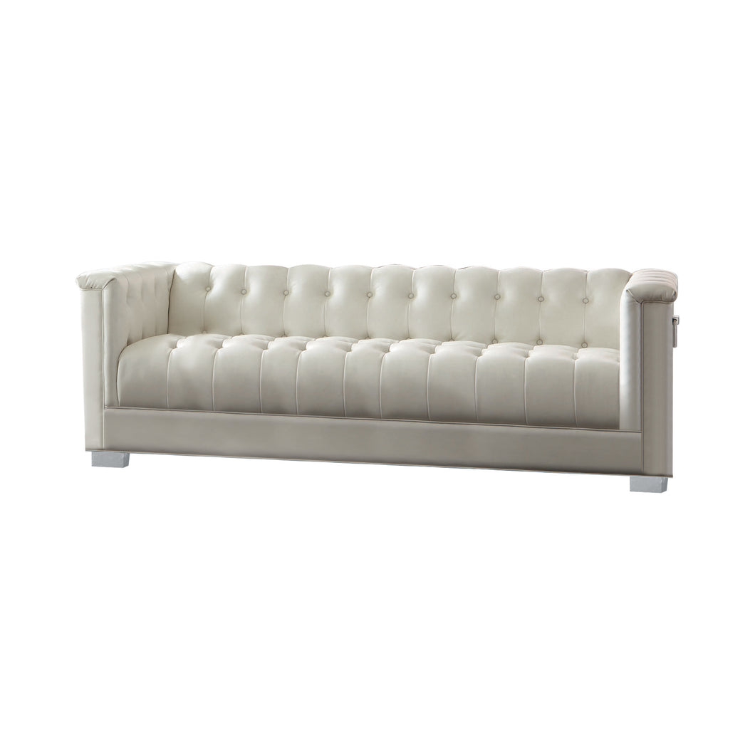 COASTER LIVING-ROOM CHAVIANO TUFTED UPHOLSTERED SOFA PEARL WHITE
