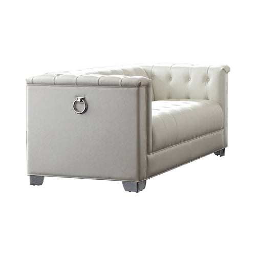 COASTER LIVING-ROOM CHAVIANO TUFTED UPHOLSTERED LOVESEAT PEARL WHITE