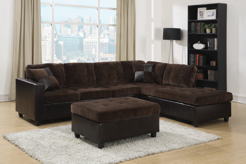 COASTER LIVING-ROOM MALLORY TUFTED UPHOLSTERED SECTIONAL DARK CHOCOLATE