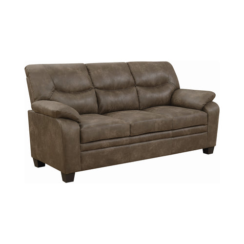 COASTER LIVING-ROOM MEAGAN UPHOLSTERED SOFA BROWN WITH PILLOW TOP ARMS