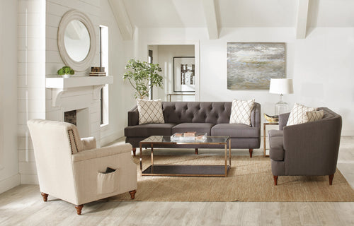 COASTER LIVING-ROOM SHELBY CHAIR WITH NAILHEAD TRIM BEIGE AND BROWN