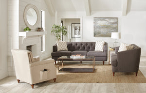COASTER LIVING-ROOM SHELBY CHAIR WITH NAILHEAD TRIM BEIGE AND BROWN