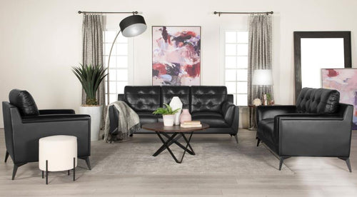 COASTER MOIRA BLACK SOFA SET (3 PC)