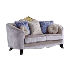 ACME SHERIDAN CREAM FABRIC LOVESEAT W/5 PILLOWS