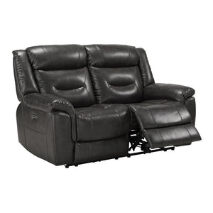 ACME IMOGEN GRAY LEATHER-AIRE POWER MOTION LOVESEAT W/USB