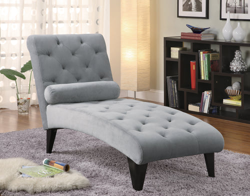 COASTER OFFICE-ACCESSORY TUFTED CHAISE WITH SMALL BOLSTER PILLOW GREY