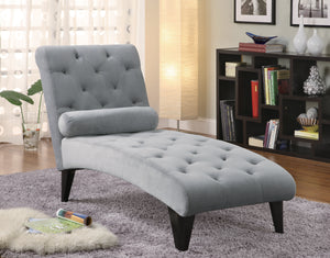 COASTER OFFICE-ACCESSORY TUFTED CHAISE WITH SMALL BOLSTER PILLOW GREY