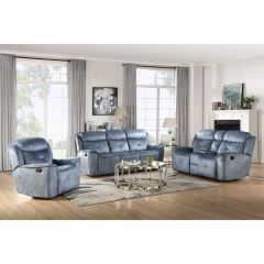 ACME MARIANA SILVER BLUE FABRIC MOTION SOFA