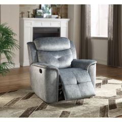 ACME MARIANA SILVER BLUE FABRIC MOTION RECLINER