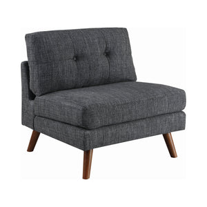 COASTER LIVING-ROOM CHURCHILL TUFTED CUSHION BACK ARMLESS CHAIR DARK GREY AND WALNUT