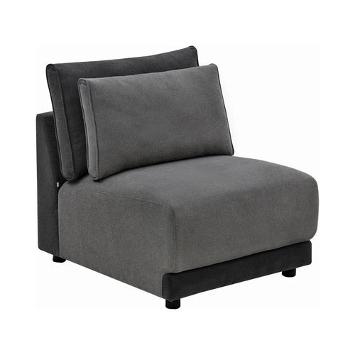 COASTER LIVING-ROOM SEANNA CUSHION BACK UPHOLSTERED ARMLESS CHAIR LIGHT AND DARK GREY