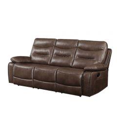 ACME AASHI BROWN LEATHER-GEL MATCH MOTION SOFA