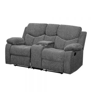 ACME KALEN GRAY CHENILLE MOTION LOVESEAT W/CONSOLE