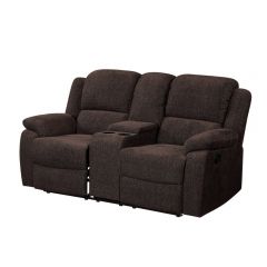 ACME MADDEN BROWN CHENILLE MOTION LOVESEAT W/CONSOLE