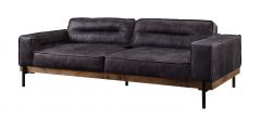 ACME SILCHESTER ANTIQUE EBONY TOP GRAIN LEATHER SOFA