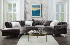 ACME NINAGOLD GRAY VELVET SECTIONAL SOFA