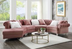 ACME NINAGOLD PINK VELVET SECTIONAL SOFA