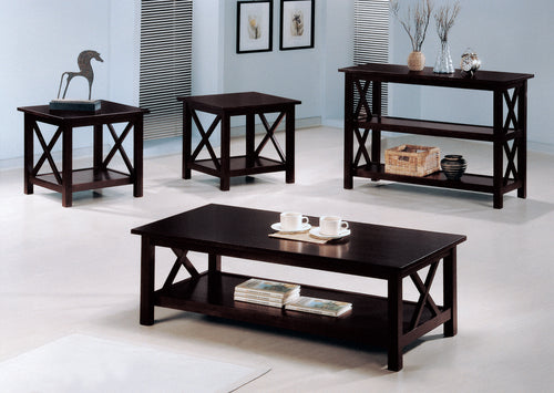 COASTER LIVING-ROOM 3-PIECE OCCASIONAL TABLE SET DEEP MERLOT
