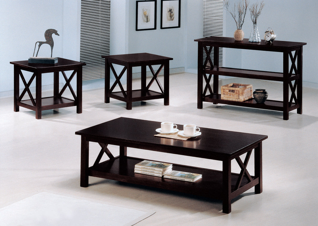 COASTER LIVING-ROOM 3-PIECE OCCASIONAL TABLE SET DEEP MERLOT