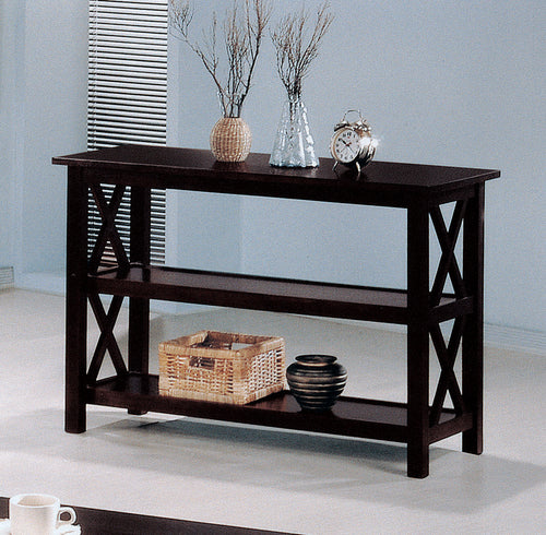 COASTER LIVING-ROOM SOFA TABLE WITH 2-SHELF DEEP MERLOT
