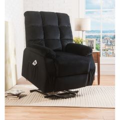 ACME IPOMPEA BLACK VELVET RECLINER W/POWER LIFT & MASSAGE