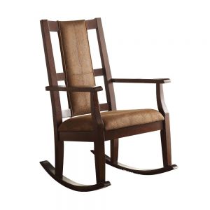 ACME BUTSEA BROWN FABRIC & ESPRESSO FINISH ROCKING CHAIR