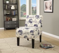 ACME OLLANO PATTERN FABRIC (DARK BLUE FISH) ACCENT CHAIR