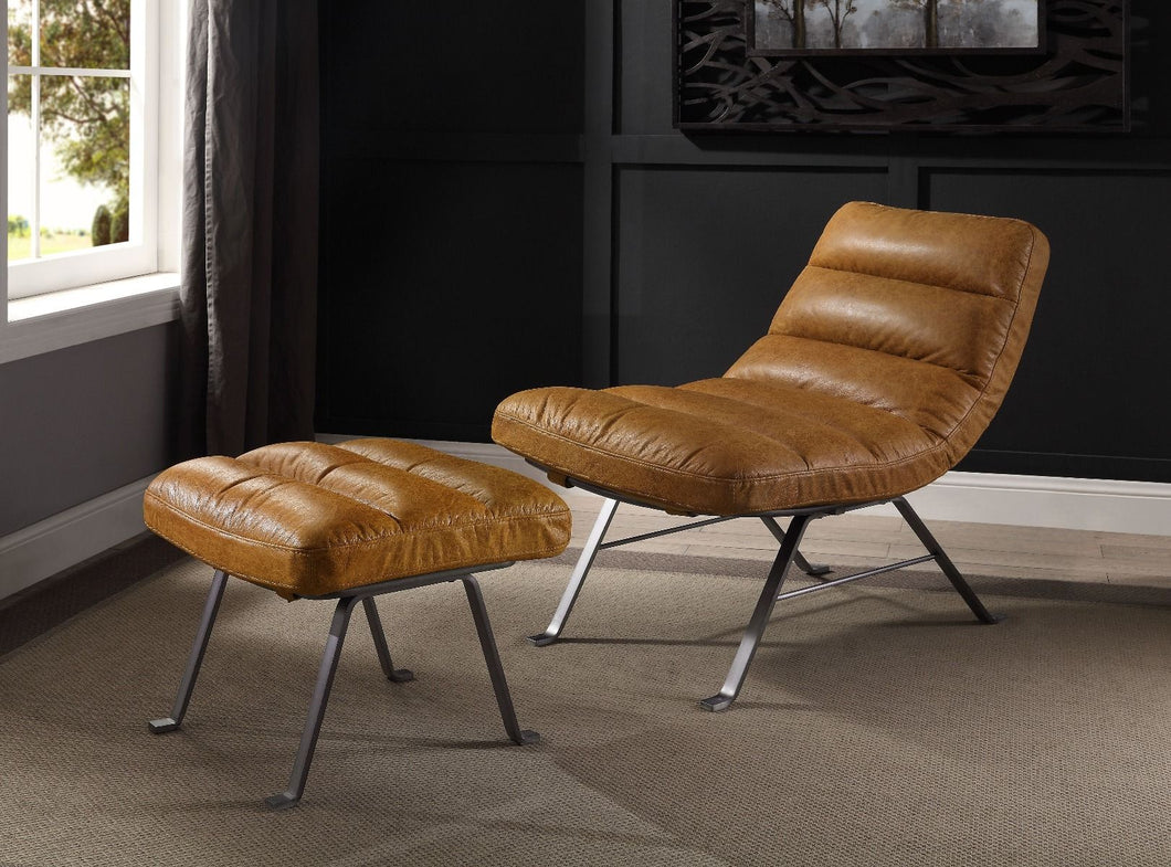 ACME BISON TOFFEE TOP GRAIN LEATHER ACCENT CHAIR