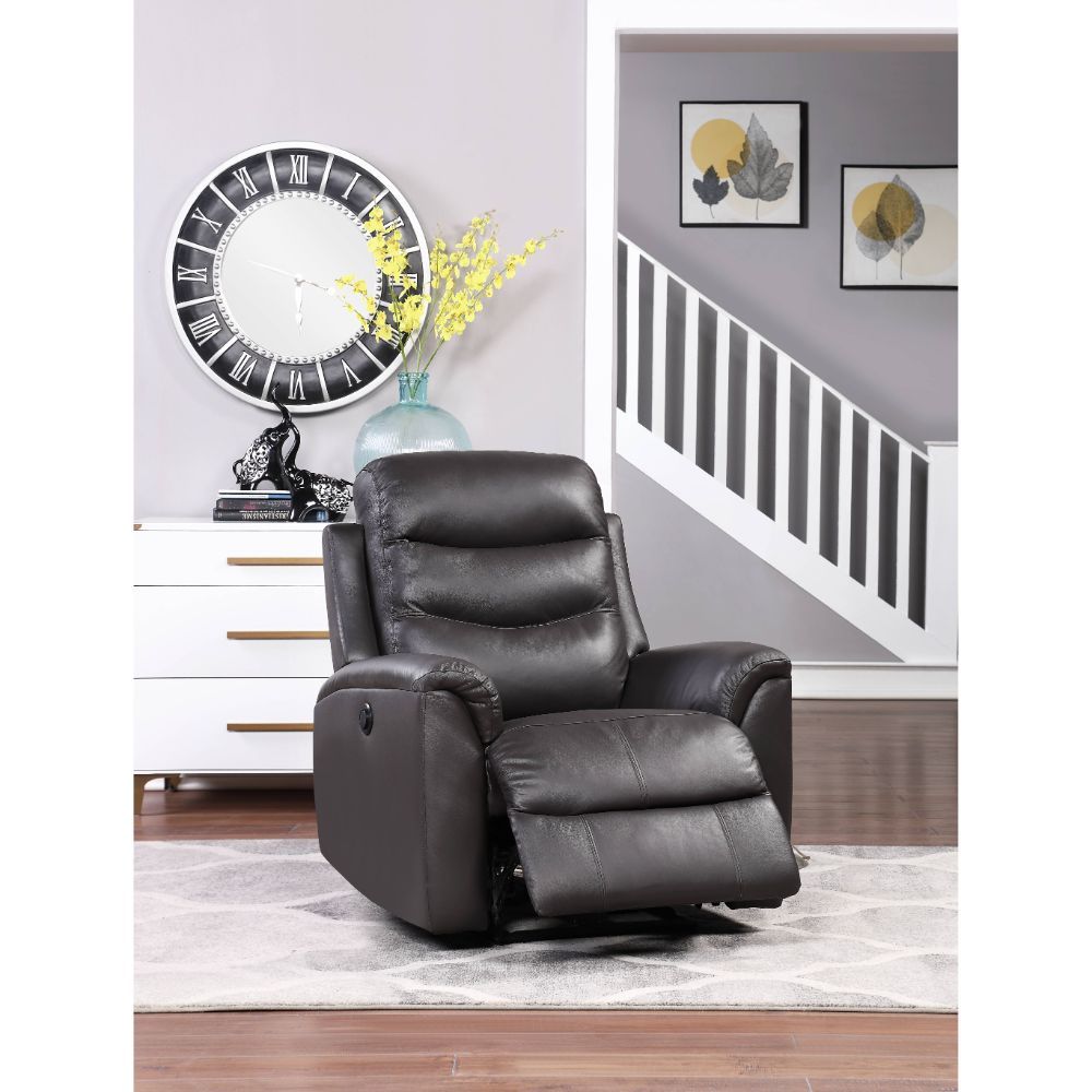 ACME AVA BROWN TOP GRAIN LEATHER MATCH POWER MOTION RECLINER