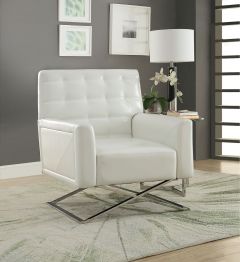 ACME RAFAEL WHITE PU & STAINLESS STEEL ACCENT CHAIR