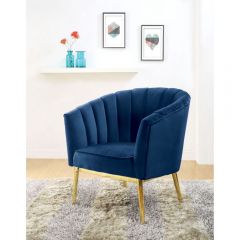 ACME COLLA MIDNIGHT BLUE VELVET & GOLD FINISH ACCENT CHAIR