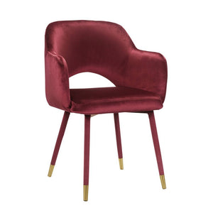 ACME APPLEWOOD BORDEAUX-RED VELVET & GOLD FINISH ACCENT CHAIR