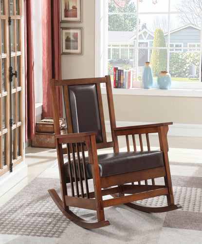 COASTER OFFICE-ACCESSORY UPHOLSTERED ROCKING CHAIR TOBACCO AND DARK BROWN